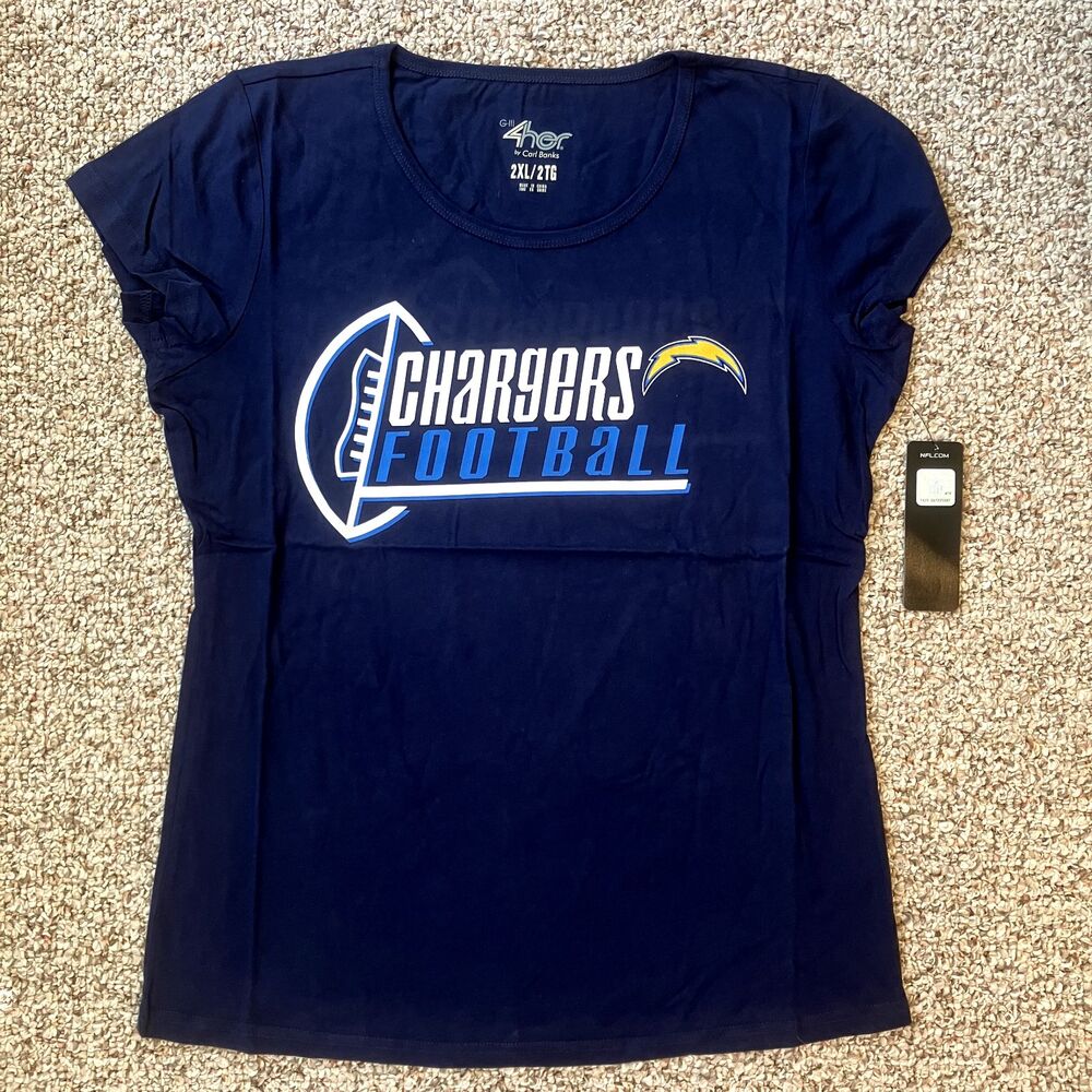 G-III 4her Womens Los Angeles Chargers T-Shirt Plus Size 2XL LA NFL Football Fan